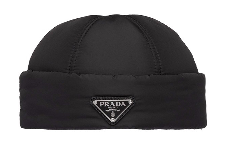 PRADA Triangle Logo Unisex Nylon Black Cap 2HC168-IYK-F0002