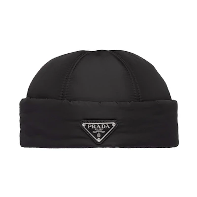 PRADA Triangle Logo Unisex Nylon Black Cap 2HC168-IYK-F0002