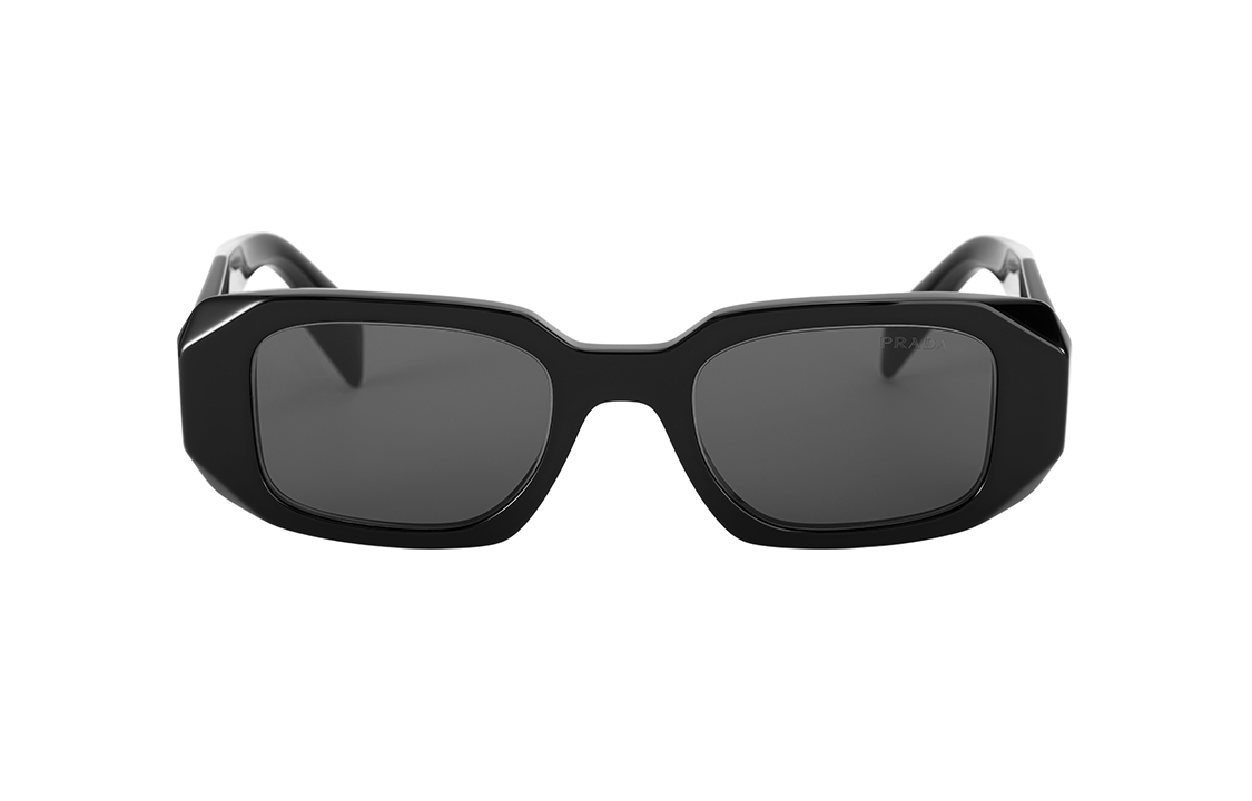 PRADA Unisex Black Irregular Acetate Sunglasses Casual Style SPR17W-E1AB-F05S0-C-049