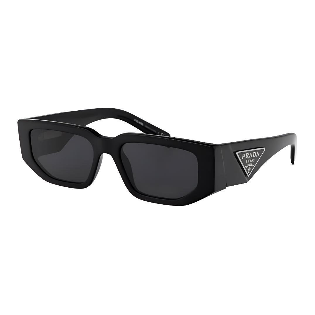 PRADA Unisex Black Irregular Shape Acetate Sunglasses with Side Logo 0PR-09Z-S-1AB-5S0