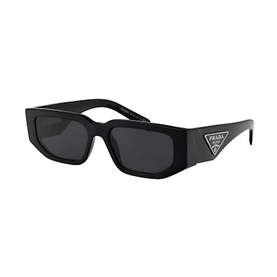 PRADA Unisex Black Irregular Shape Acetate Sunglasses with Side Logo 0PR-09Z-S-1AB-5S0