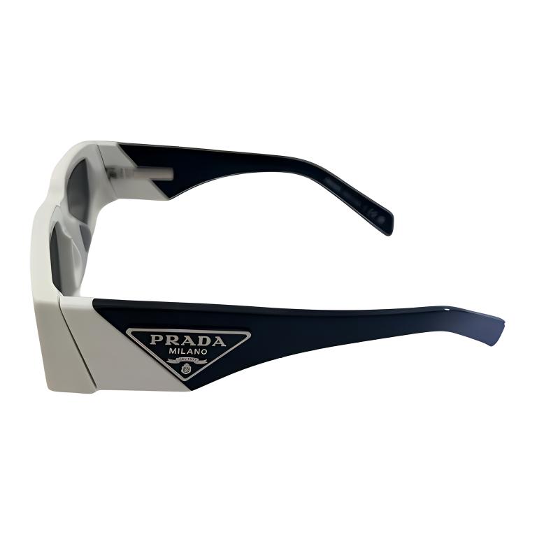 Lookbook 프라다 유니섹스 로고 템플 화이트 아세테이트 선글라스 0PR09ZSF1425S055