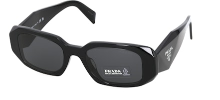 PRADA Unisex Irregular Black Sunglasses with Side Logo Embossed Acetate Frame 0PR-17WS-1AB5S0 PRADA Unisex Irregular Black Sunglasses with Side Logo Embossed Acetate Frame 0PR-17WS-1AB5S0