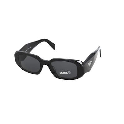 PRADA Unisex Irregular Black Sunglasses with Side Logo Embossed Acetate Frame 0PR-17WS-1AB5S0