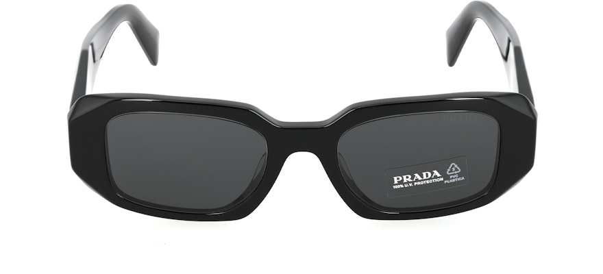 PRADA 男女不對稱黑色墨鏡 側邊浮雕Logo醋酸框 0PR-17WS-1AB5S0 Lookbook PRADA 男女不對稱黑色墨鏡 側邊浮雕Logo醋酸框 0PR-17WS-1AB5S0