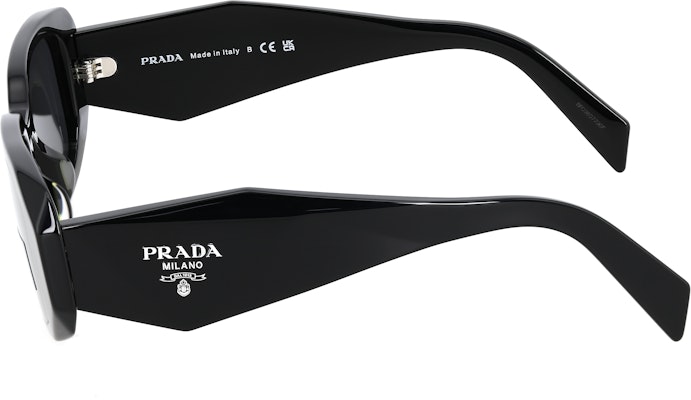 PRADA 男女不對稱黑色墨鏡 側邊浮雕Logo醋酸框 0PR-17WS-1AB5S0 Shop PRADA 男女不對稱黑色墨鏡 側邊浮雕Logo醋酸框 0PR-17WS-1AB5S0