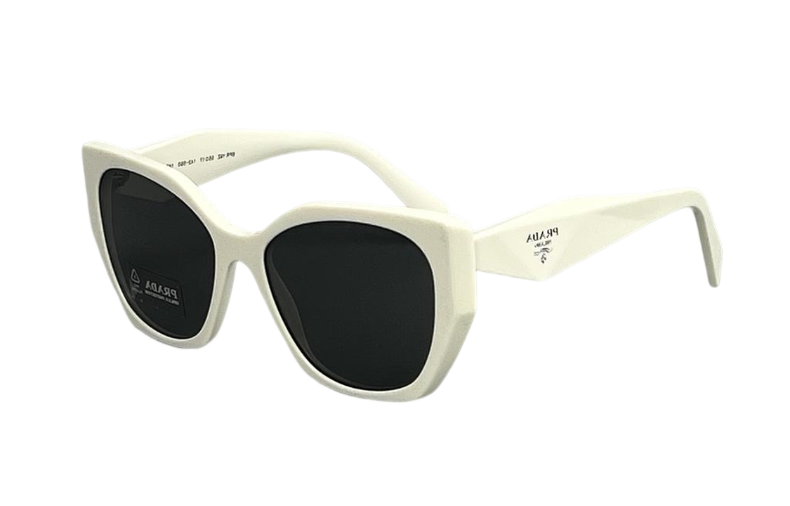 PRADA Unisex Irregular White Sunglasses with Lettered Temples 0PR19ZS 1425S0