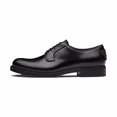 Prada Velvet Leather Fashion Lace-Up Shoes 'Black'