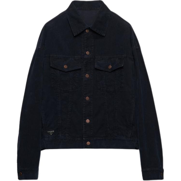 PRADA Washed Single-Breasted Long Sleeve Jacket Men’s Deep Blue. GEB257-1449-F0008-S-AAO