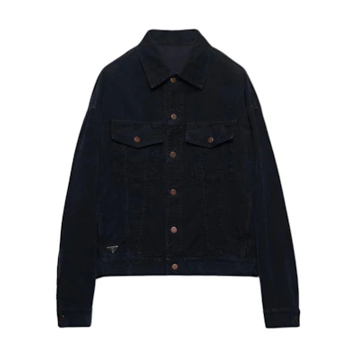 PRADA Washed Single-Breasted Long Sleeve Jacket Men’s Deep Blue. GEB257-1449-F0008-S-AAO