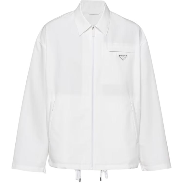Order Prada 白色拉鍊襯衫領長袖外套 SGN889-1U1K-F0009-S-232