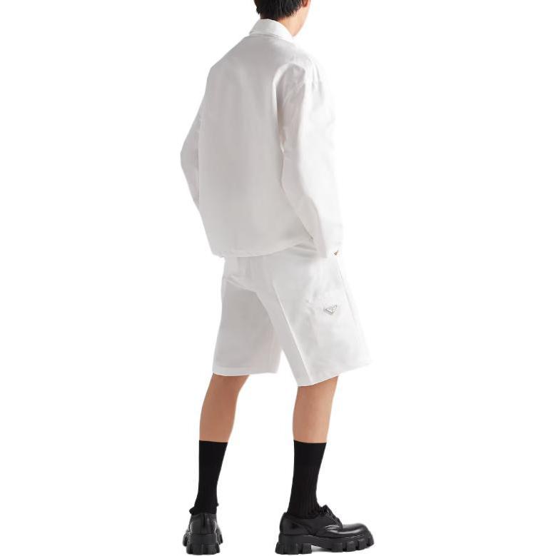 Shop Prada 白色拉鍊襯衫領長袖外套 SGN889-1U1K-F0009-S-232