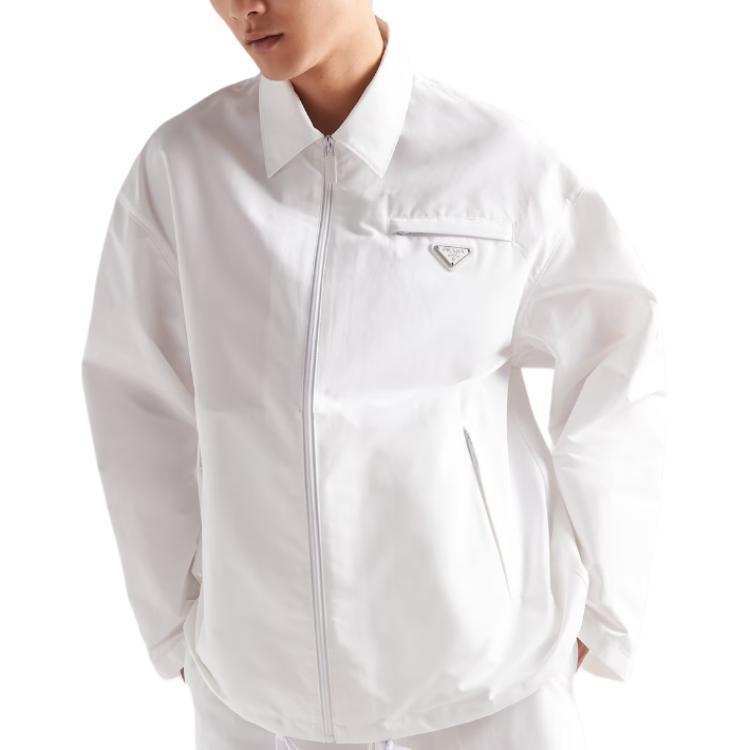 Purchase Prada 白色拉鍊襯衫領長袖外套 SGN889-1U1K-F0009-S-232