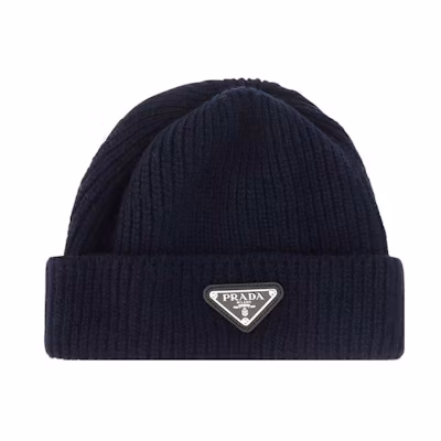 PRADA Wool Cashmere Knit Beanie Unisex Blue UMD489S2113IMF0SVF