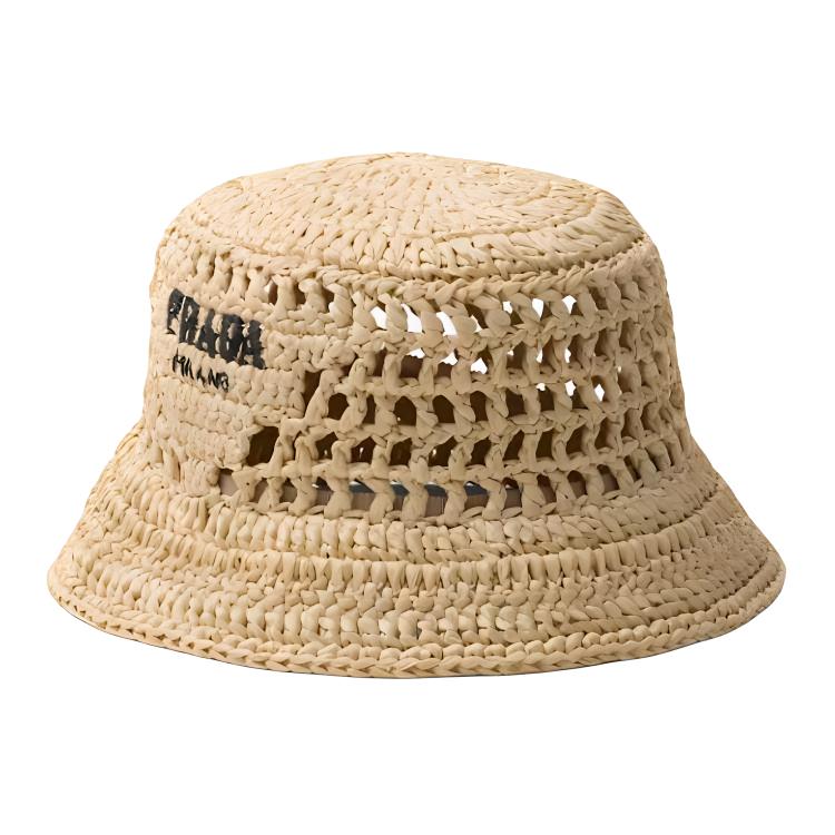 PRADA Yellow Logo Fashion Simple Casual Bucket Hat for Men. 1HC137_2C2T_F0018