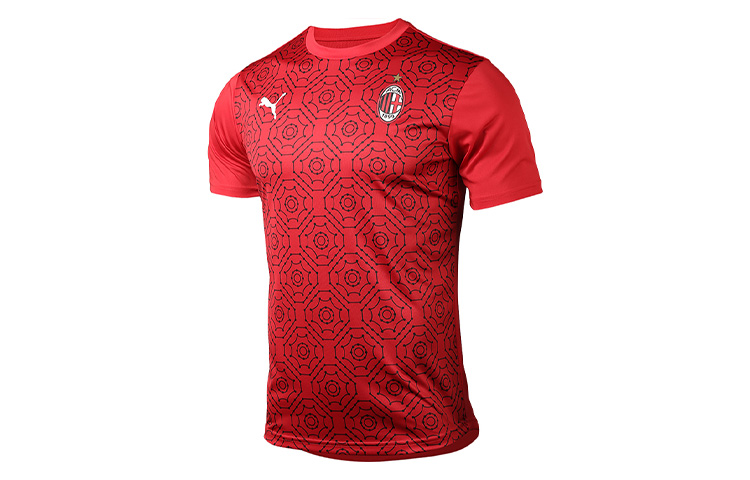 Puma 2021 AC Milan Home Soccer Training Crewneck Breathable Tee Red (Men) 758229-01
