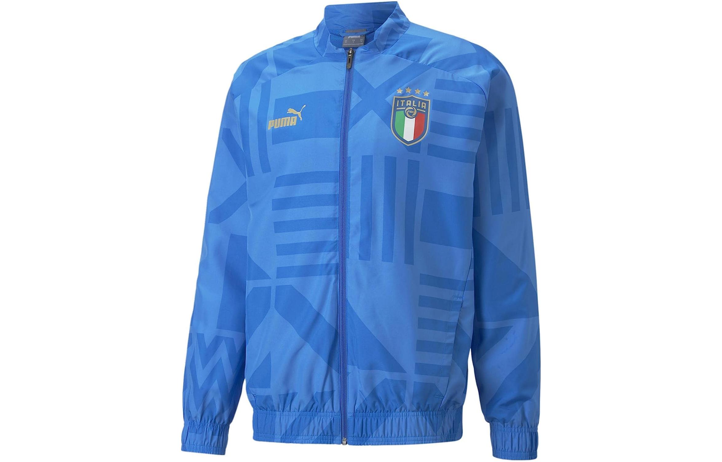 Puma 2022-2023 Italy Logo Print Loose Fit Zip Jacket Blue 767053