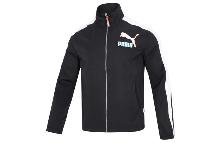 Puma 2022 T7 Fandom Track Jacket Black Casual Logo High-Neck Jacket 537757-01