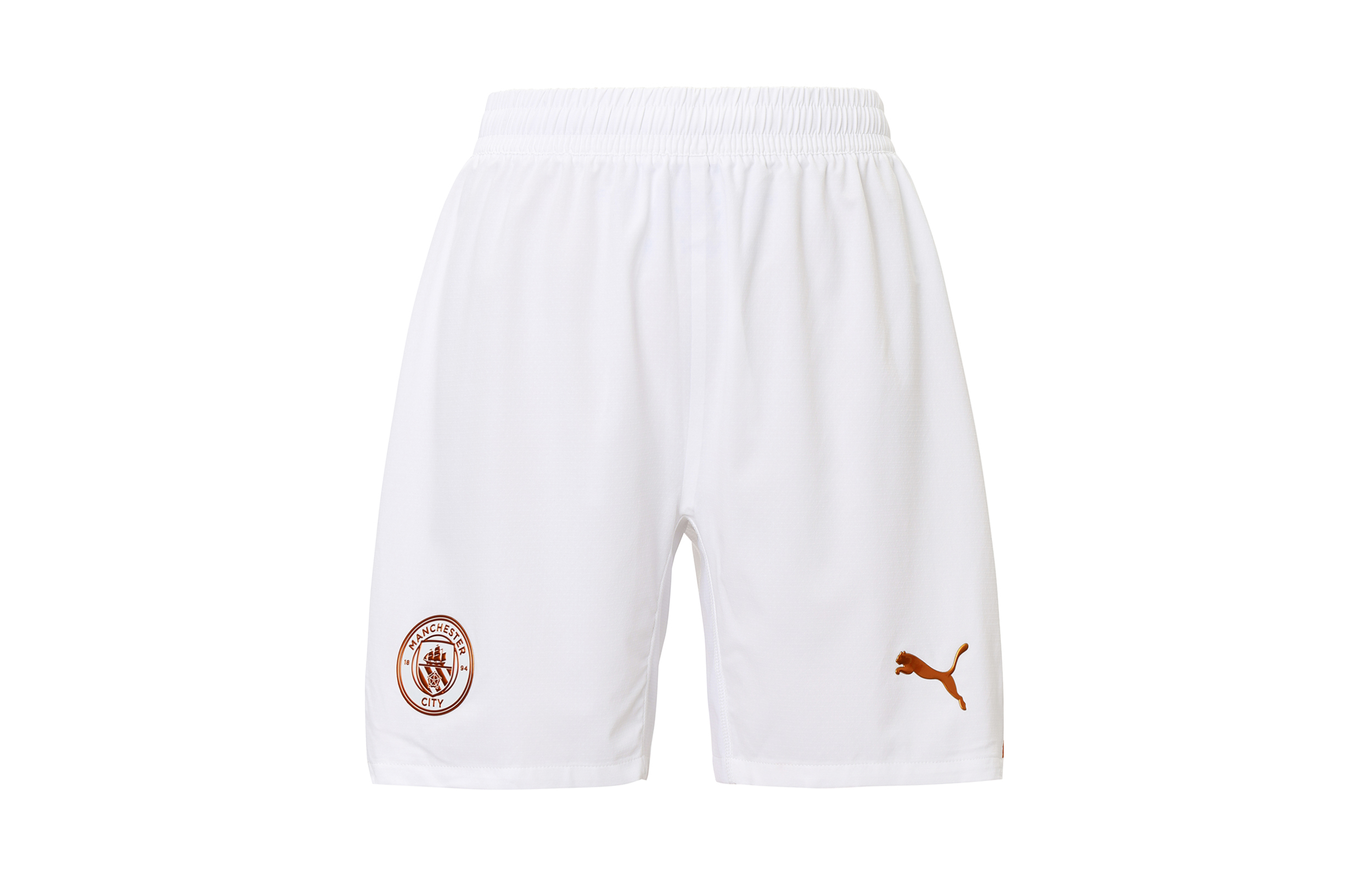 Puma 2023-24 Man City Player Away Logo Elastic Waist Soccer Shorts White Unisex 770478-07