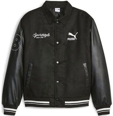 PUMA 黑色拼接字母印花休閒長袖外套 623509-01 Order PUMA 黑色拼接字母印花休閒長袖外套 623509-01