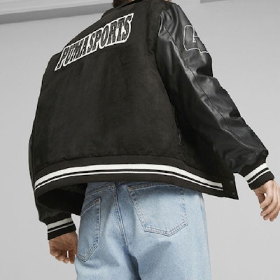 PUMA 黑色拼接字母印花休閒長袖外套 623509-01 Purchase PUMA 黑色拼接字母印花休閒長袖外套 623509-01