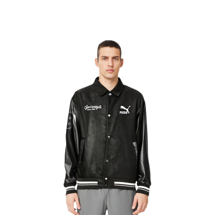 Sizing PUMA 黑色拼接字母印花休閒長袖外套 623509-01