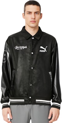 PUMA 黑色拼接字母印花休閒長袖外套 623509-01 Sizing PUMA 黑色拼接字母印花休閒長袖外套 623509-01