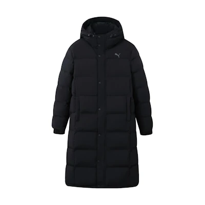 PUMA Black Single-Breasted Mid-Length Jacket with Logo Print. 933541-01