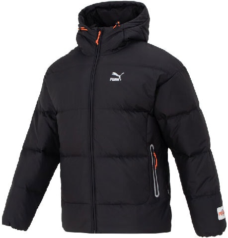 puma-black-solid-color-down-jacket-hoodie-casual-long-sleeve-coat-624529-01