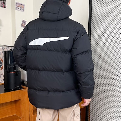 プーマ ブラック 無地 ダウンジャケット フーディー カジュアル 長袖コート 624529-01 Details for プーマ ブラック 無地 ダウンジャケット フーディー カジュアル 長袖コート 624529-01