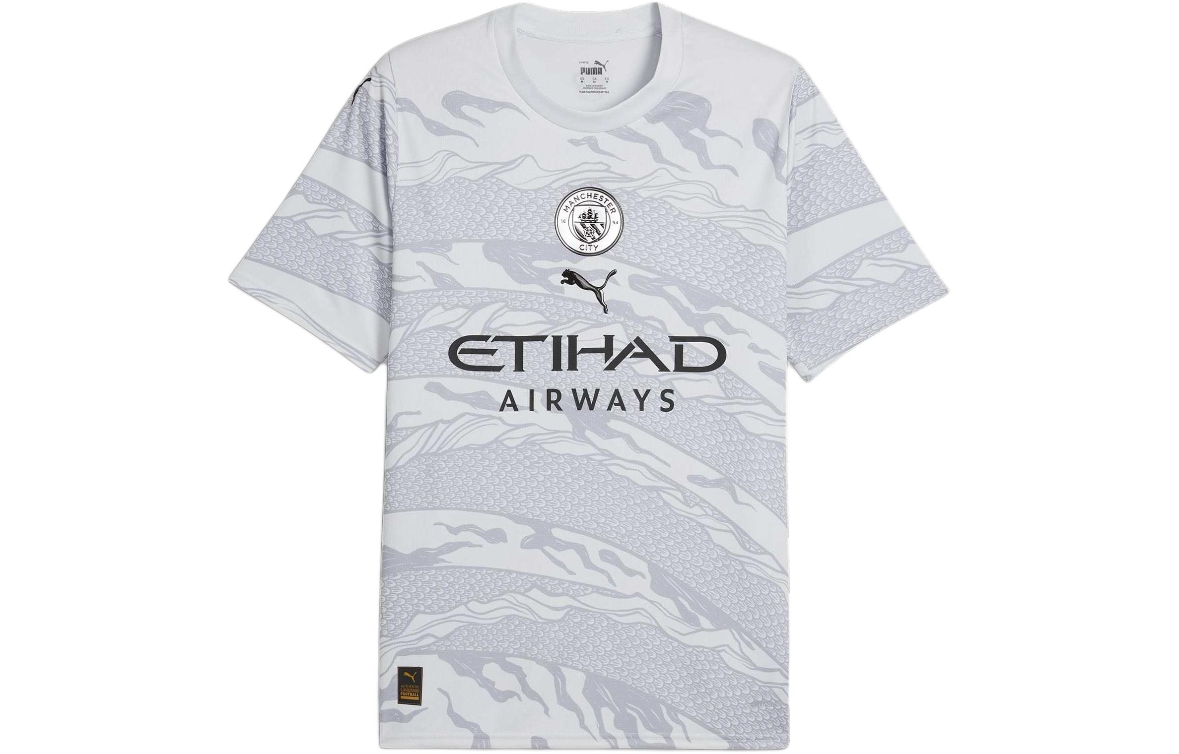 PUMA  Dragon Print Crew Neck Casual Sports T-Shirt - Grey 778516-20