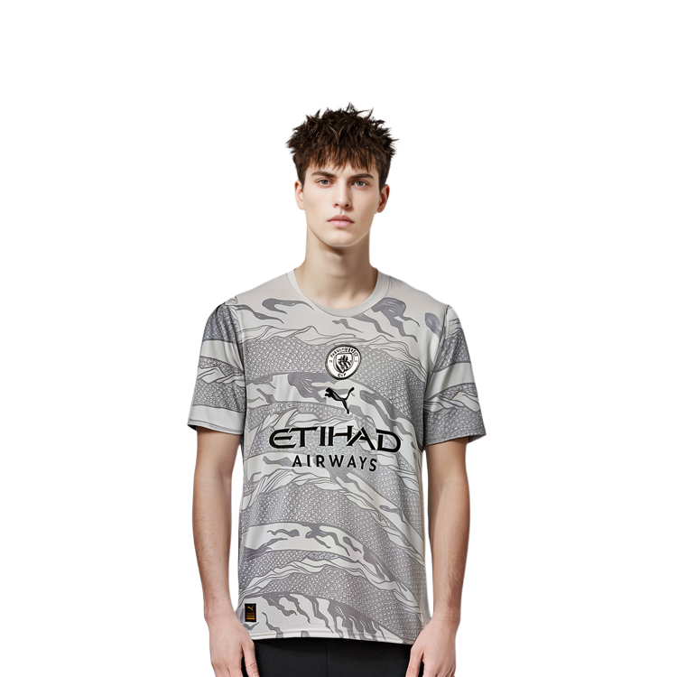 Details for PUMA 龍紋圓領灰色休閒運動T恤 778516-20