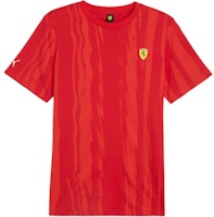 PUMA Scuderia Ferrari AOP Graphic Crewneck T-Shirt in Ferrari Red. 623796-02 PUMA Scuderia Ferrari AOP Graphic Crewneck T-Shirt in Ferrari Red. 623796-02