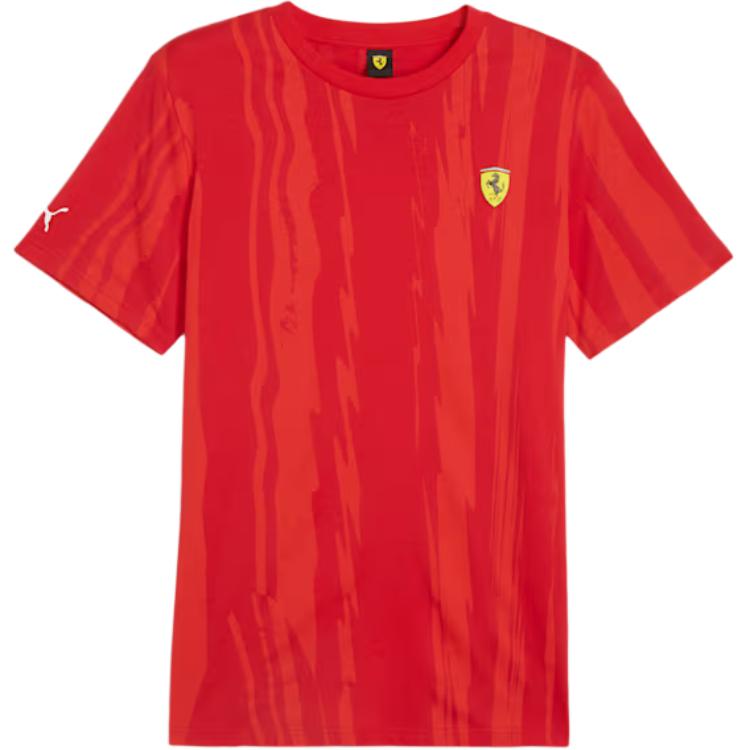 Order PUMA Scuderia Ferrari AOP Grafik Crewneck T-Shirt dalam Merah Ferrari. 623796-02