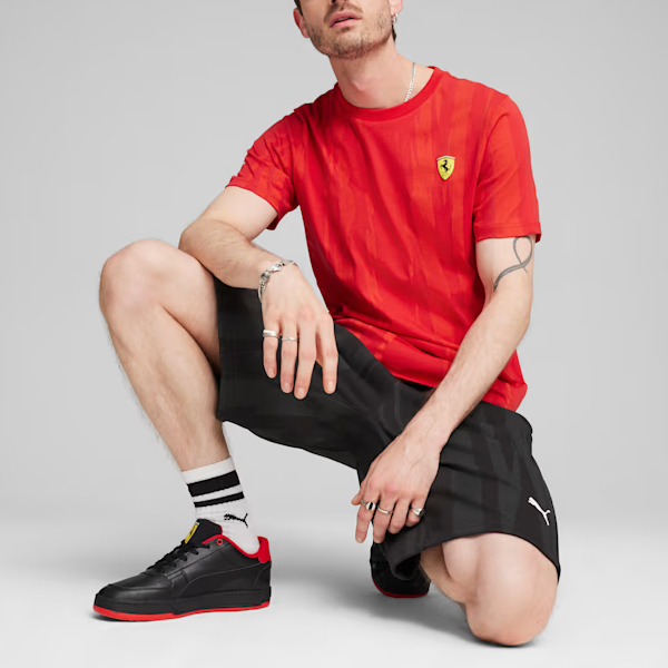Details for PUMA Scuderia Ferrari AOP Grafik Crewneck T-Shirt dalam Merah Ferrari. 623796-02