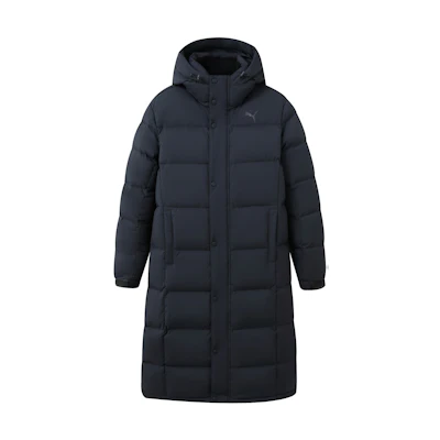 PUMA Solid Color Logo Printed Hooded Mid-Length Jacket. 933541-02