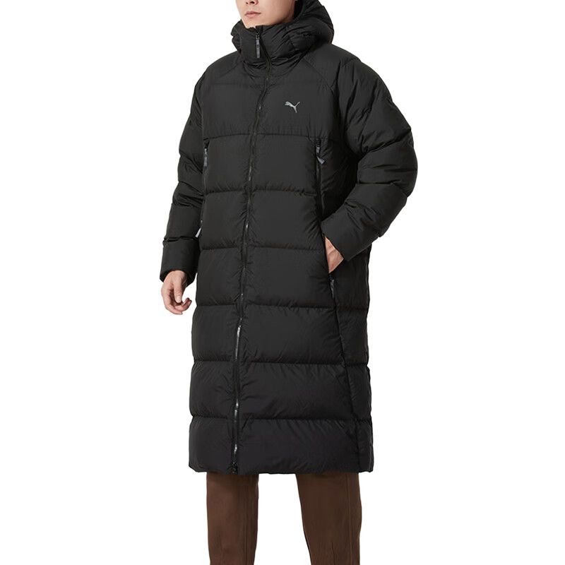 Shop PUMA  Sportstyle Solid Color Hooded Long Sleeve Down Jacket Black 684116-01