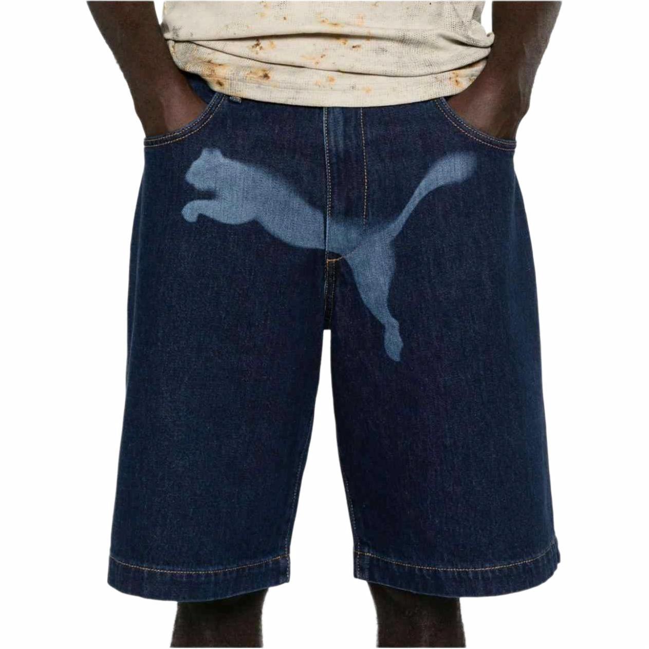 Shop PUMA A$AP Rocky Seluar Pendek Denim Retro Unisex Potongan Longgar Biru. 631066-01