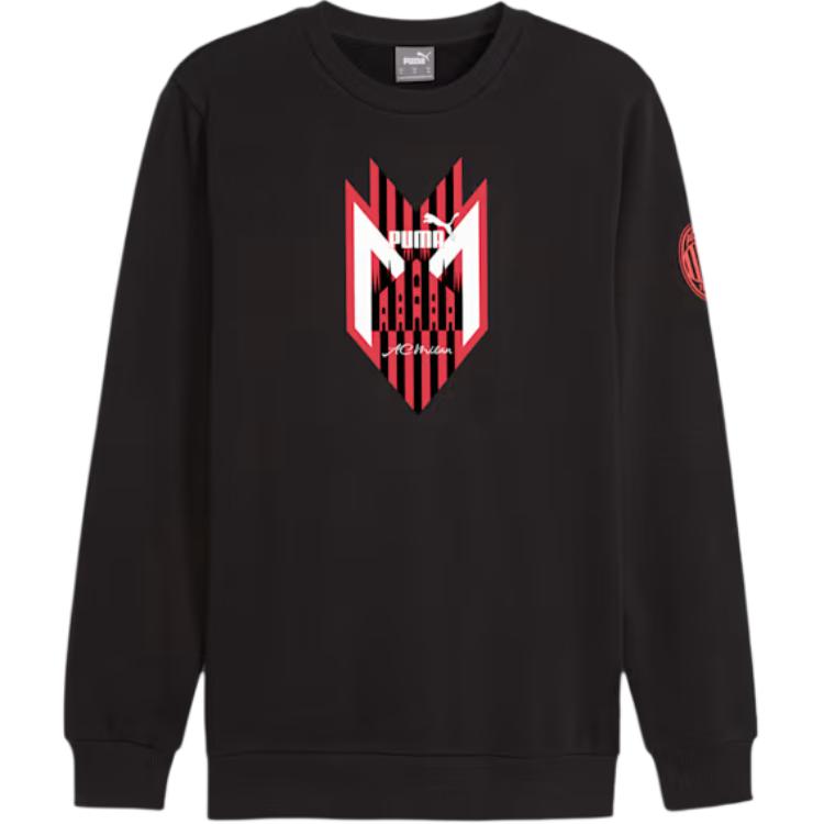 Puma AC Milan Black Logo Printed Crewneck Sweatshirt - Soft and Stylish 774048-09
