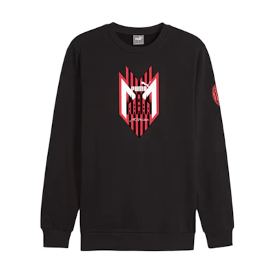 Puma AC Milan Black Logo Printed Crewneck Sweatshirt - Soft and Stylish 774048-09