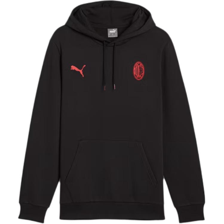Puma AC Milan ftblESSENTIALS Logo Black Pullover Sweatshirt Men’s Casual Sportswear 777671-04