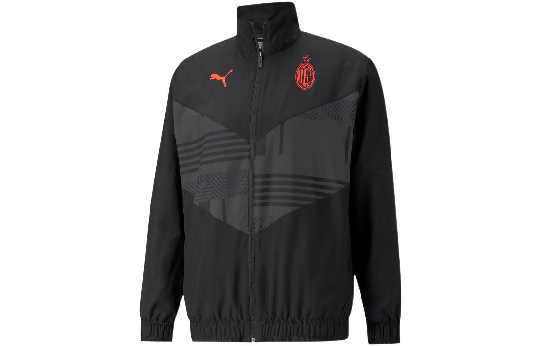 Puma AC Milan Prematch Woven Jacket Black with Printed Logo 765055-04