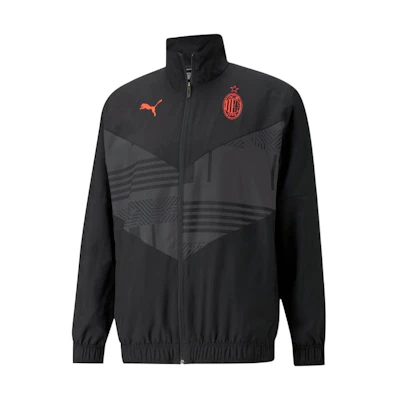 Puma AC Milan Prematch Woven Jacket Black with Printed Logo 765055-04