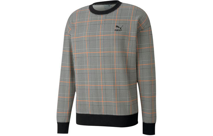 Puma AC Milan Recheck Black Plaid Pullover Crewneck Sweatshirt 597897-01