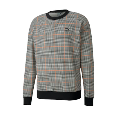 Puma AC Milan Recheck Black Plaid Pullover Crewneck Sweatshirt 597897-01