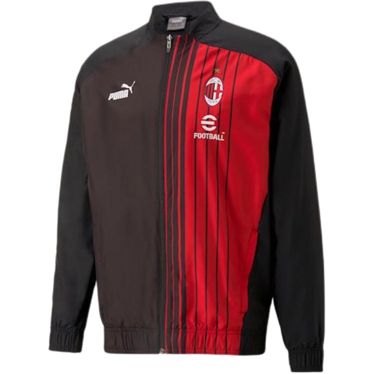 Puma AC Milan Retro Track Jacket Black - Colorblock Logo Print Style 769276-01