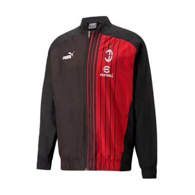 Puma AC Milan Retro Track Jacket Black - Colorblock Logo Print Style 769276-01