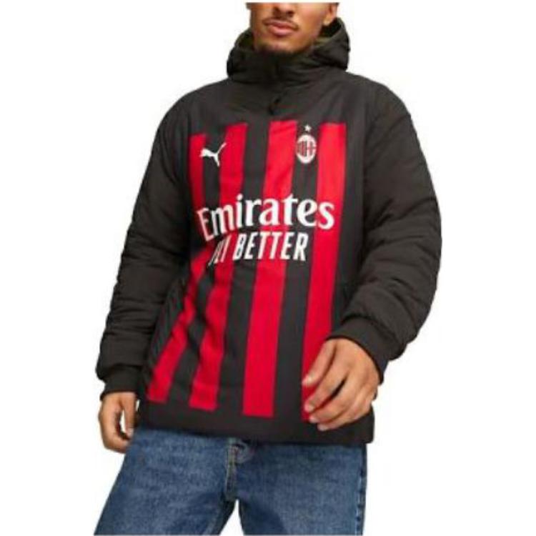 Shop Puma AC米蘭雙面Logo連帽外套 黑色休閒穿搭 771331-01