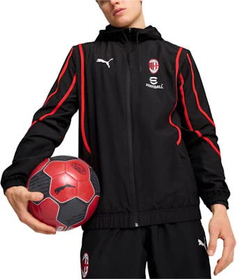 Puma AC米蘭 SS24 復古賽車標誌連帽外套 黑紅 休閒穿搭 777716-04 Shop Puma AC米蘭 SS24 復古賽車標誌連帽外套 黑紅 休閒穿搭 777716-04
