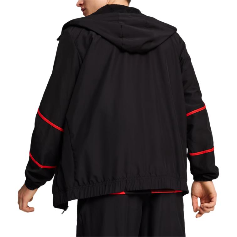 Details for Puma AC米蘭 SS24 復古賽車標誌連帽外套 黑紅 休閒穿搭 777716-04